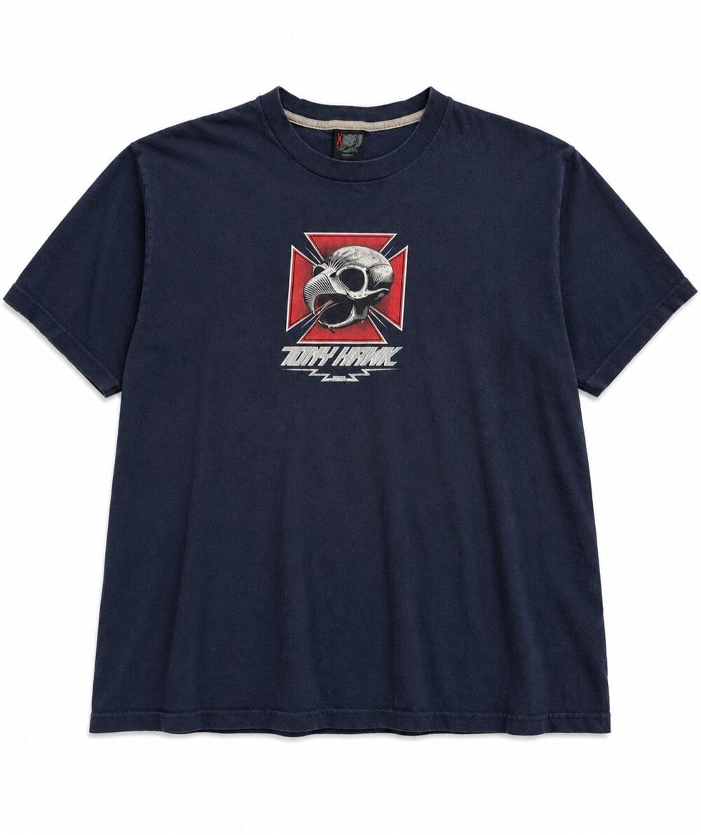 Tony Hawk Chicken Skull Cross Graphic Navy Blue Vintage Y2K T-Shirt Men’s Large